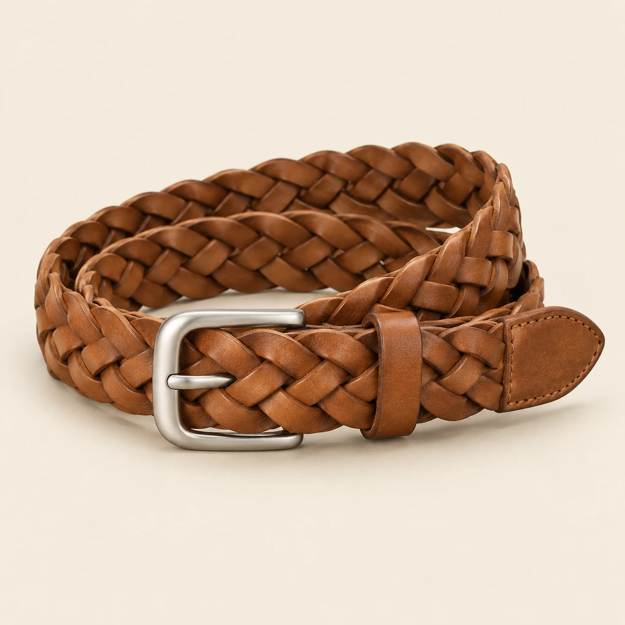 Siena Tan Braided Belt